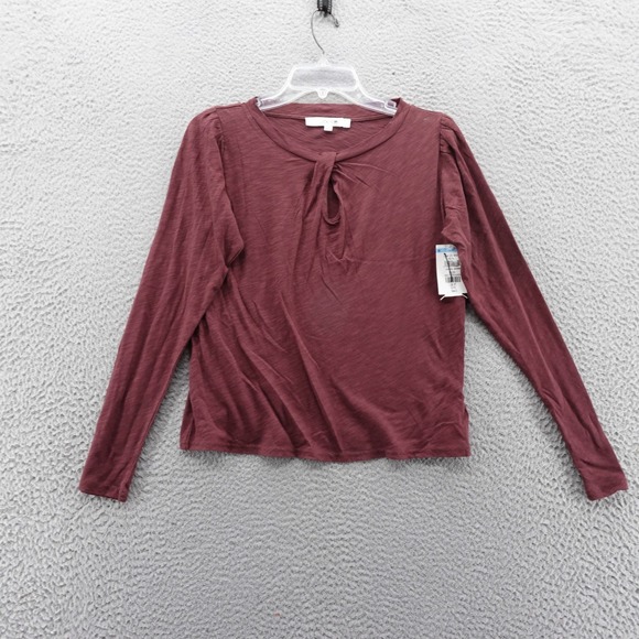 Joes Jeans Womens Burgundy Twist Neck Long Sleeve Keyhole Top Size Small NEW - Picture 1 of 12